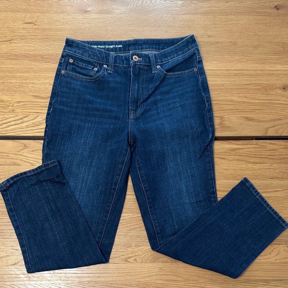 Talbots High-Waist Straight Ankle Jeans - Dark Blue
